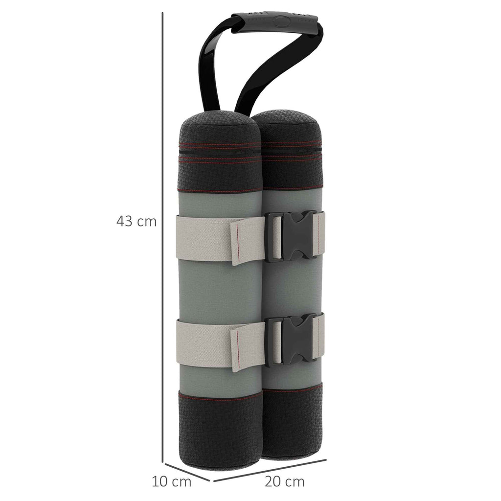 Outsunny Set of 4 Gazebo Weights, Fillable with Sand up to 12 kg, in 168D Oxford Fabric, 20x10x43 cm, Black and Grey
