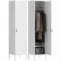 Metal Wardrobe with Lockable Door, Name Tag and Hanging Rail, 40x40x179 cm, White