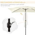 Outsunny 2x3m Rectangular Umbrella, in Aluminum, Metal and Polyester with Adjustable Angle, Cream White and Black