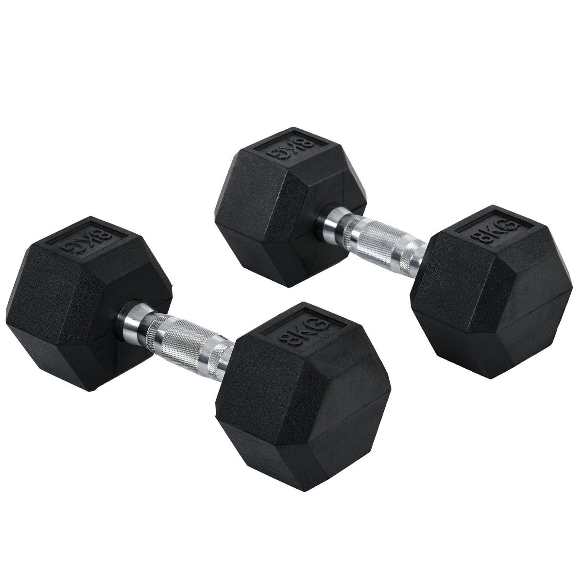 HOMCOM 2 x 8 kg Dumbbell Set with Non-Slip Grip for Home Fitness Strength Training, Black