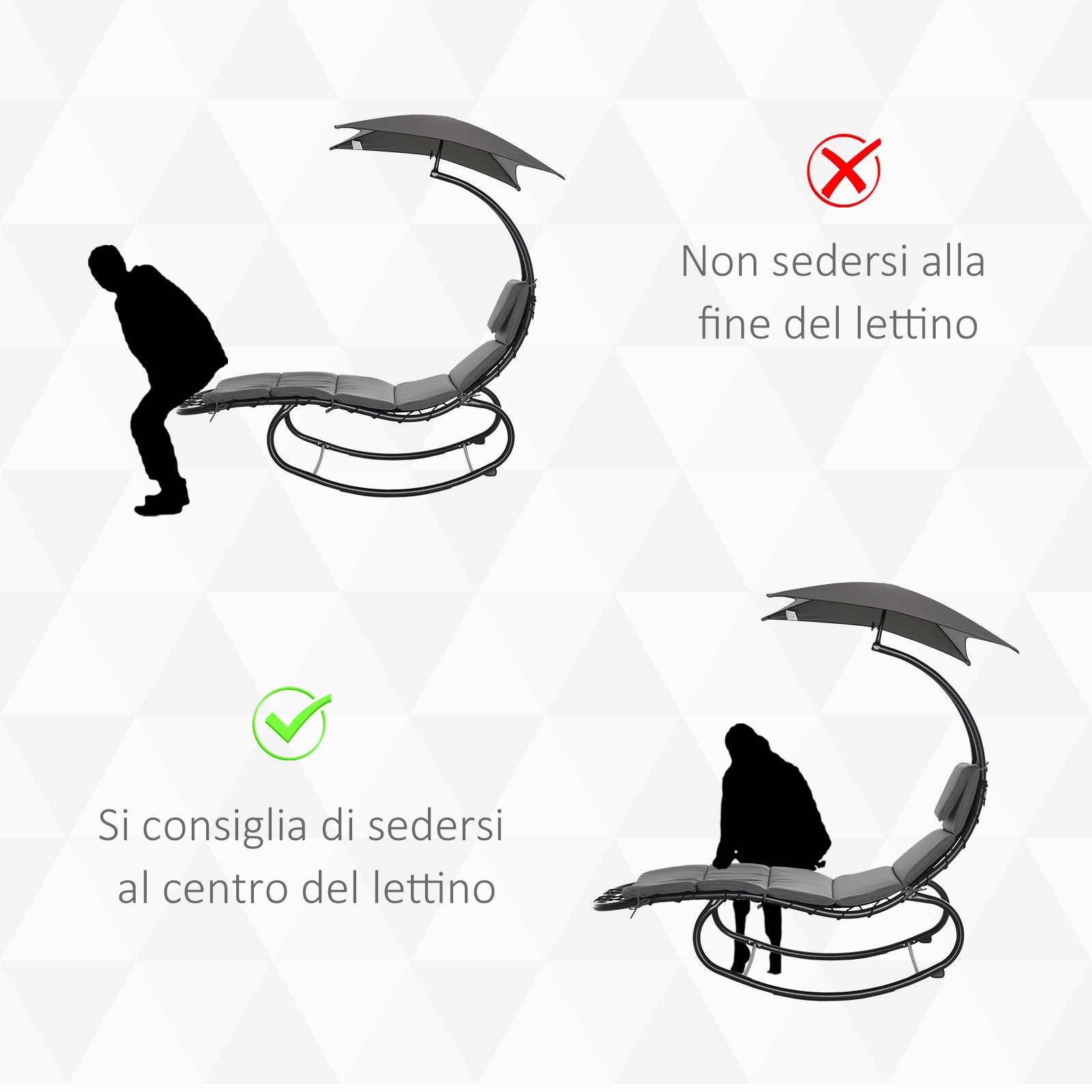 Garden Rocking Lounger Outdoor Sun Lounger Grey