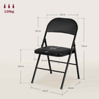 HOMCOM Set of 2 Folding Chairs Padded in PU Faux Leather and Metal, 45x46x78 cm, Black