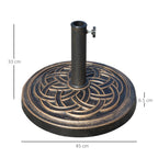12kg Round Resin Umbrella Base with Decoration, for 38mm and 48mm Poles, Φ45x33cm, Bronze