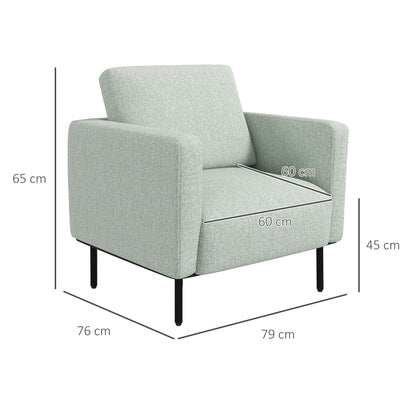 Homcom furnishing armchair in breathable linen effect and steel legs, 79x76x65 cm, gray