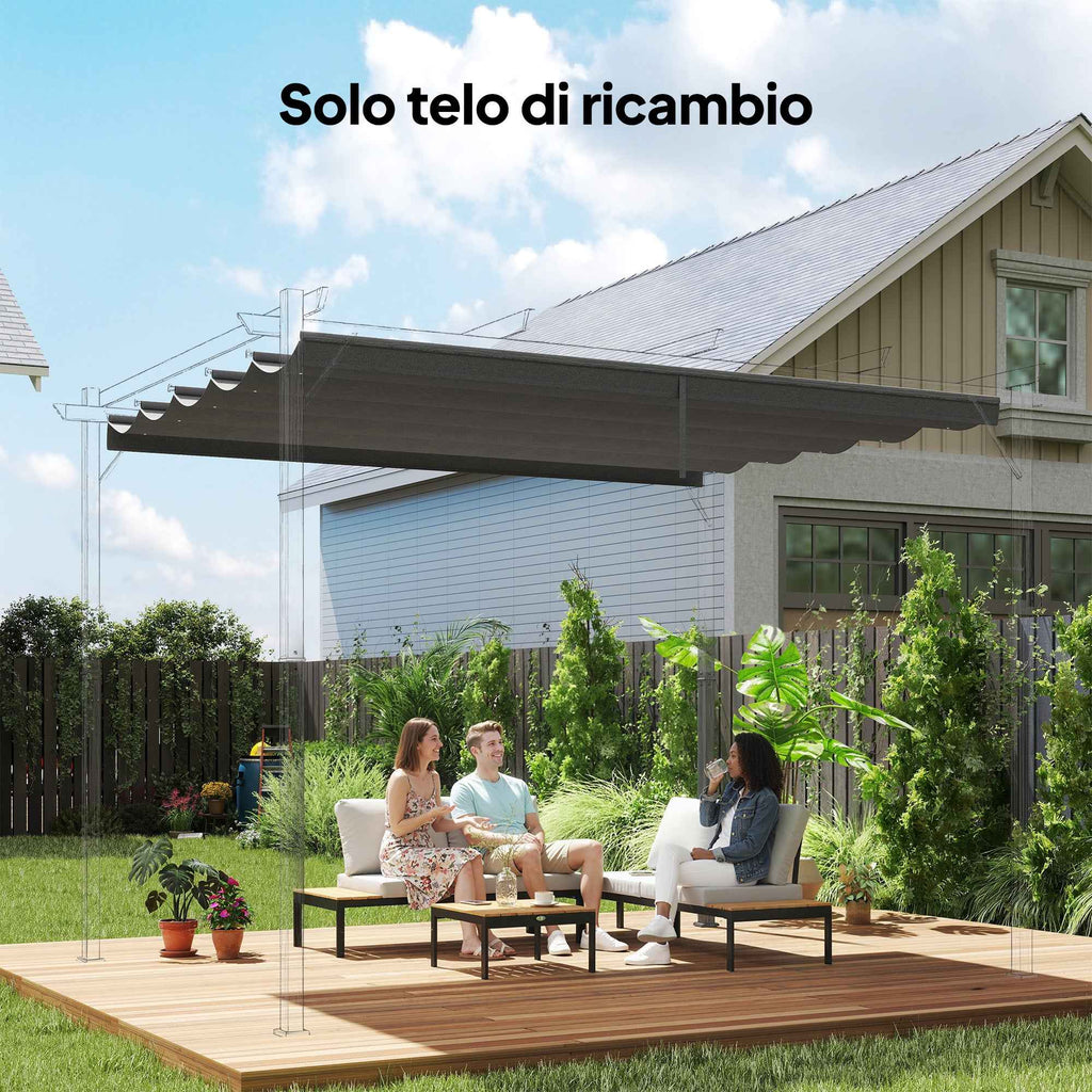 Outsunny Replacement Canopy for 4x3m Gazebo with 10 Drainage Holes, Light Grey