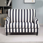 HOMCOM Striped Velvet Wide Seat Lounge Chair with S-Shaped Springs, 115x82x82 cm, Black and White