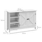 Kleankin Mobile under Bathroom Washa with 2 doors and 3 Open Wooden Conditions, 90x30x60cm, White - Borgè