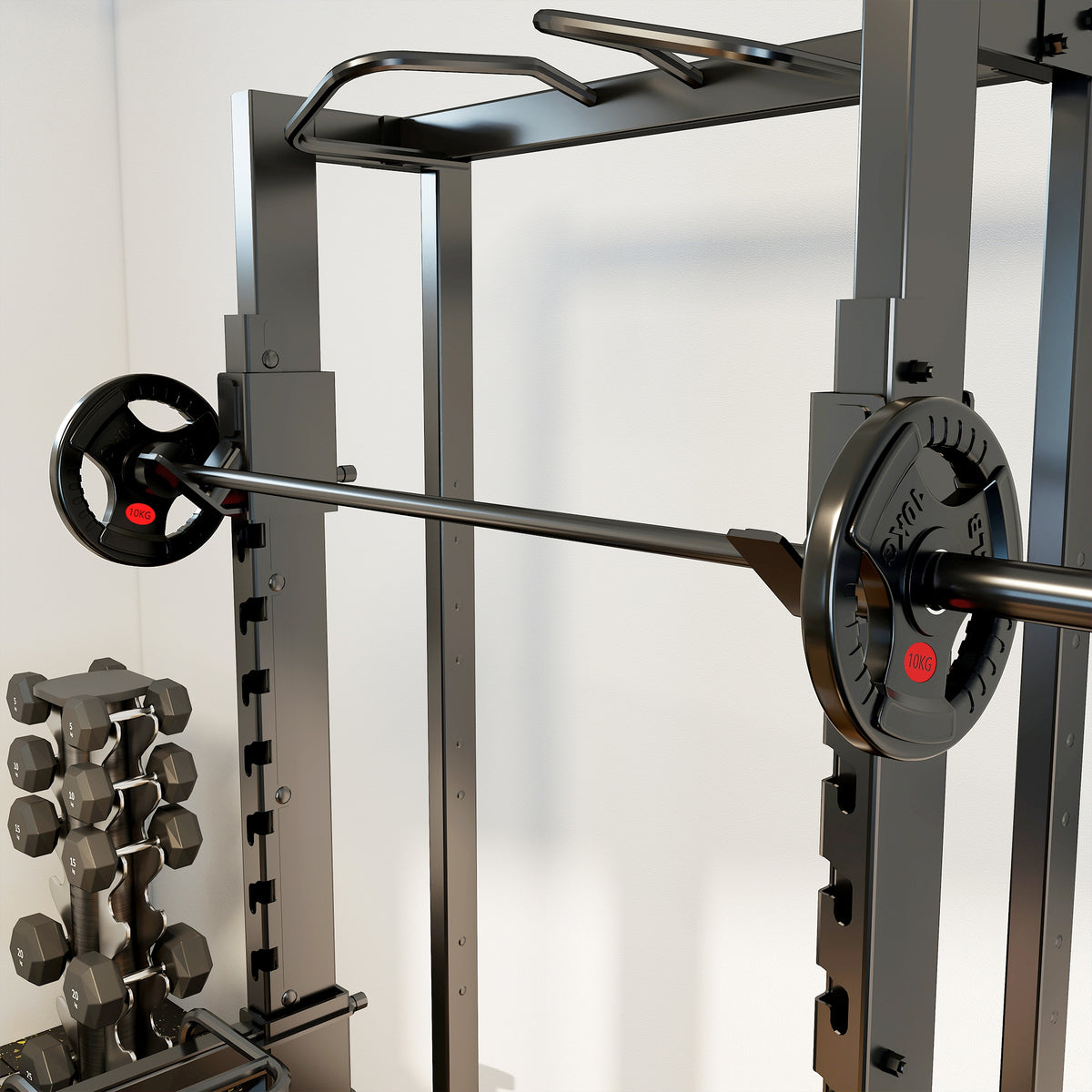 SPORTNOW Set of 2x10 kg Weight Plates with 5 cm Hole and 3 Handles, Steel with Plastic Coating, Black
