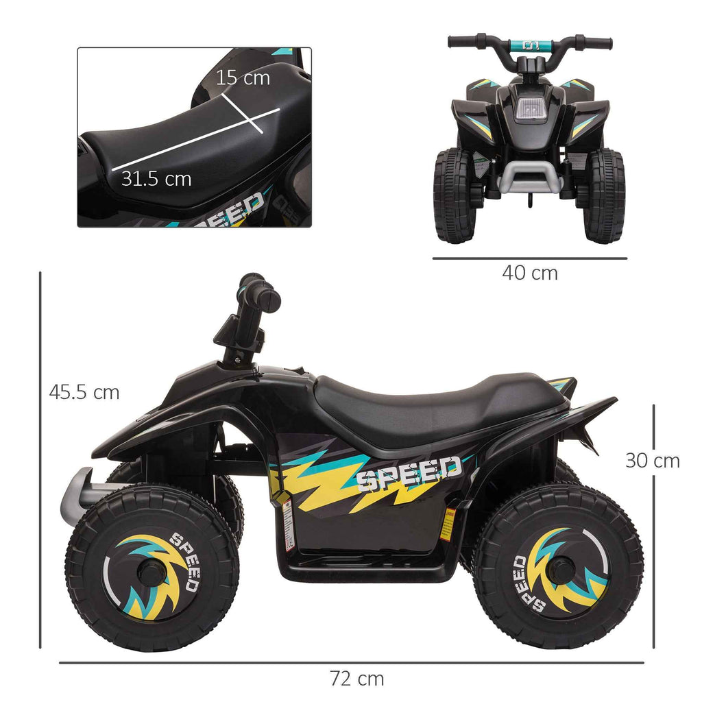 Electric Quad Bike for Children 18-36 Months with 6V Rechargeable Battery, 72x40x45.5 cm, Black