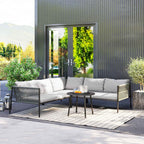 Outsunny Rattan Garden Lounge Set with Modular Corner Sofa, Coffee Table, and Cushions, Grey