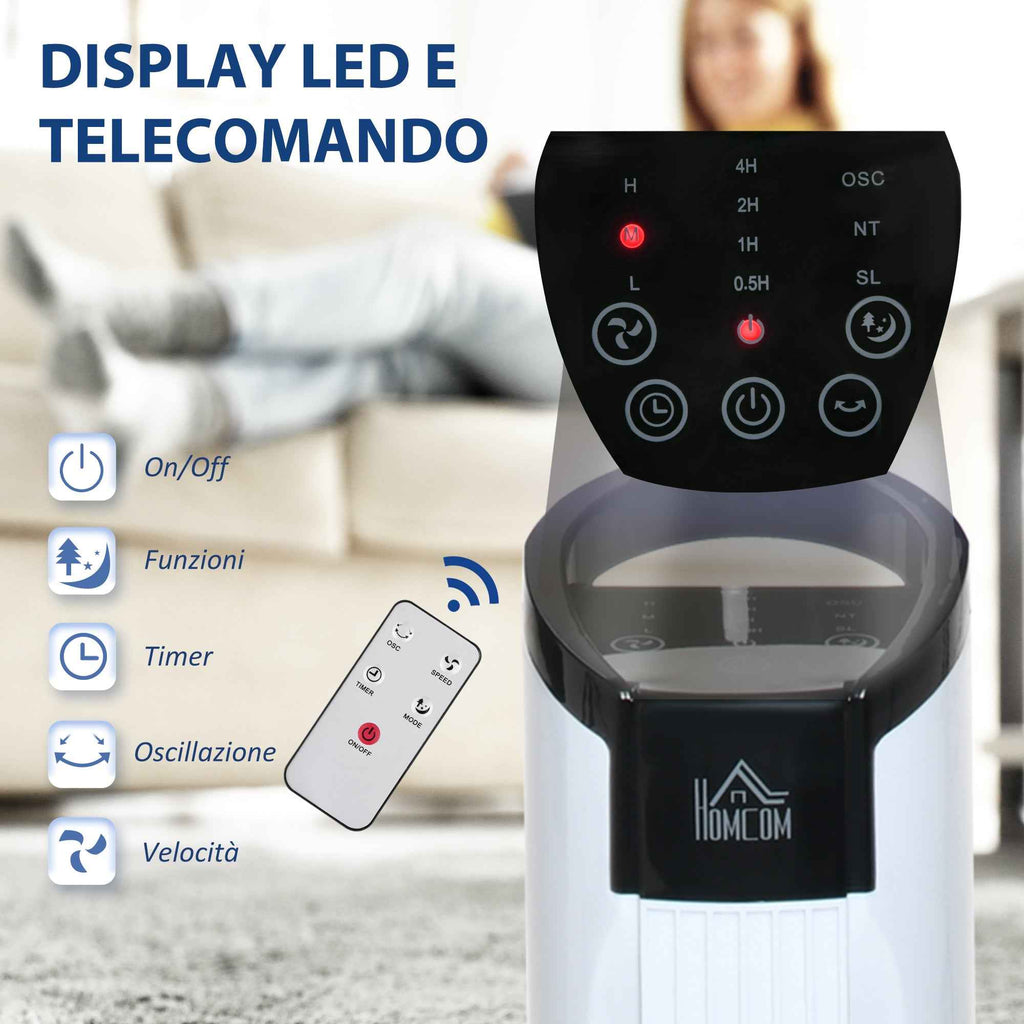 HOMCOM Tower Fan with 5m Remote Control, 70° Oscillation, 3 Functions and 3 Speeds, Black