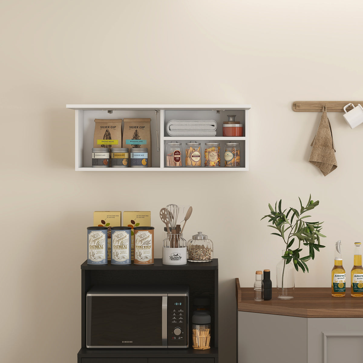 HOMCOM Bathroom Cabinet with Drop-Door and Shelves, 80x25x30 cm, White