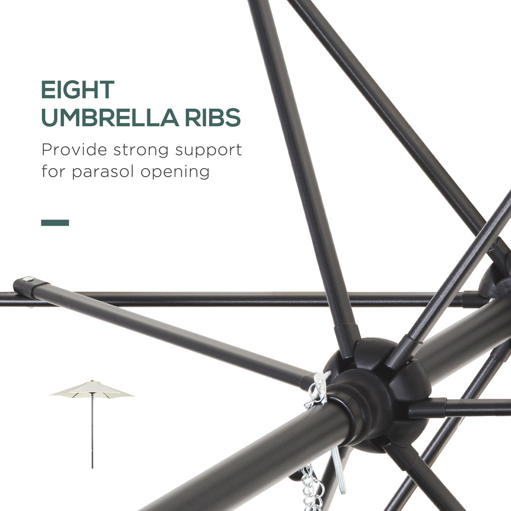 Outusnny Garden Umbrella 2x2m Round with Central Aluminum Pole, Beige - Borgè
