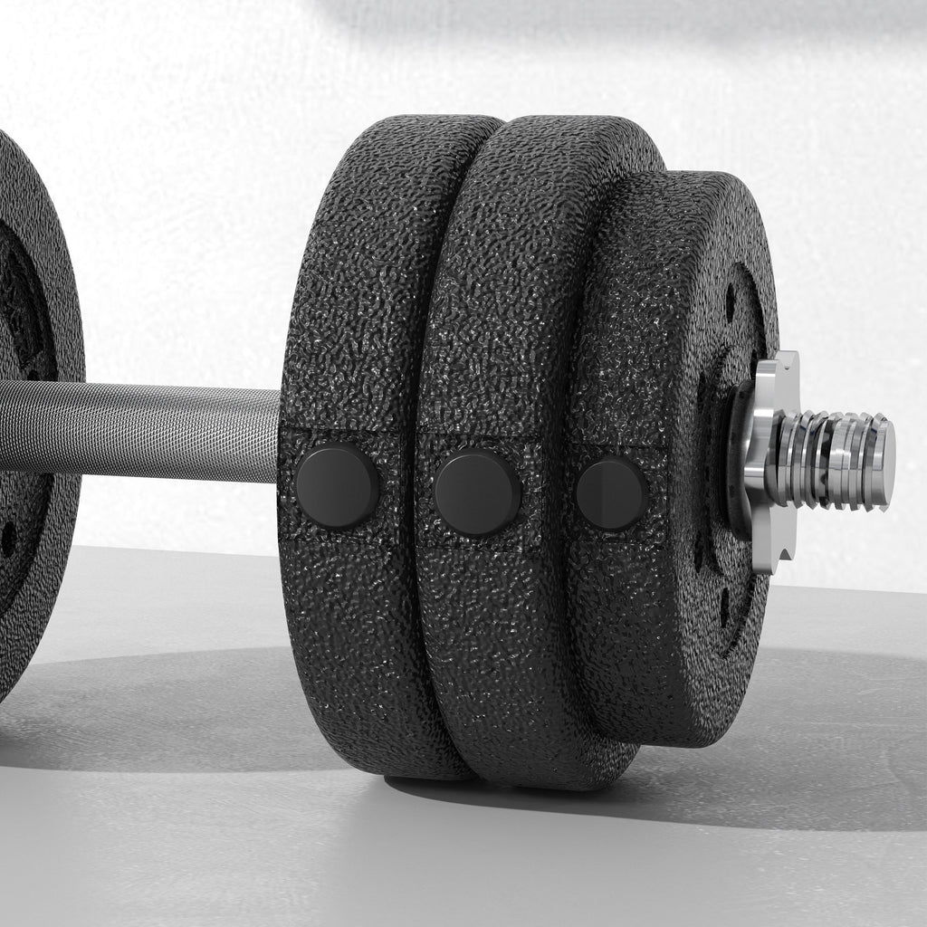 30kg Dumbbell Weight Set (8x2.5kg, 4x1.5kg) with 12 Discs and 2 x 2kg Dumbbells, 43x18x7.5cm, Black