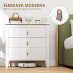 3-Drawer Bedroom Chest with Faux Leather Handles, 80x40x78.5 cm, White