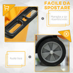 3-Tier Cleaning Trolley with Hooks and 100L Bag, 121x50.5x96.5 cm, Black Yellow and Grey