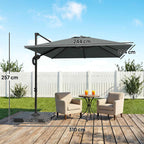 Outsunny 2.4x2.4m Hand Crank Garden Umbrella with Fillable and Rotating Base, Dark Grey