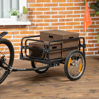 HOMCOM 70L Bike Cart with 2 x 16" Wheels, 2 Reflectors and Flag, Steel and PE, 125 x 64 x 53.5 cm, Black