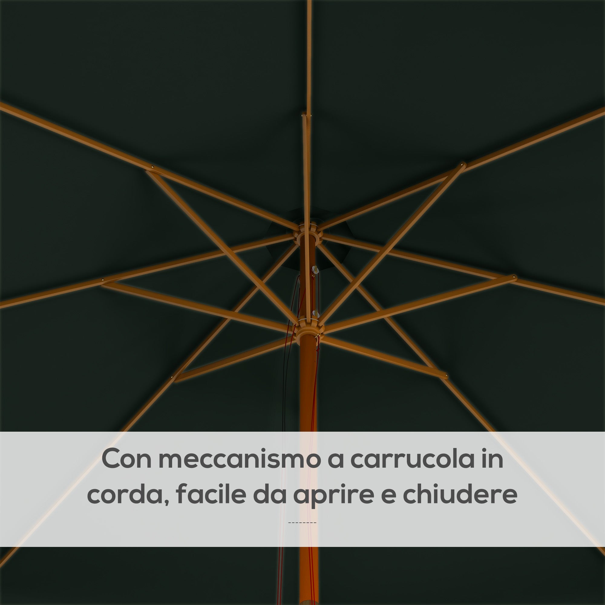 Garden Umbrella with Double Canopy, in Bamboo and Polyester, Ø325x250 cm, Green