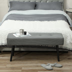 Quilted Bed End Bench in Corduroy Effect Fabric and Steel, 100x36x45 cm, Grey