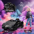 Lamborghini 12V Electric Ride-On Toy Car for Kids Ages 3-5 with Remote Control and 3-5km/h Speed, Black