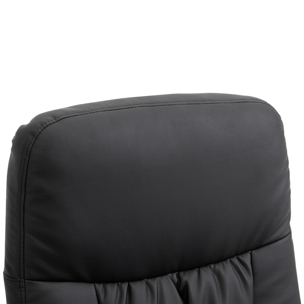 360° Swivel Metal and Faux Leather Relaxing Chair with Footrest and Adjustable Backrest, Black