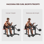 2-in-1 Roman Bench for Curls and Triceps with 5-Level Seat and 25 Adjustments, Black