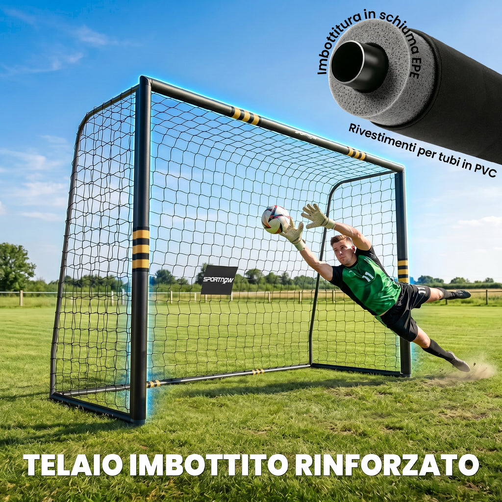 SPORTNOW Soccer Goal with Net and EPE Padding, 3x1.2x2 m, Yellow