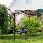 Garden Gazebo for Barbecue BBQ with PC Roof and Side Shelves, 246x149x230cm, Black