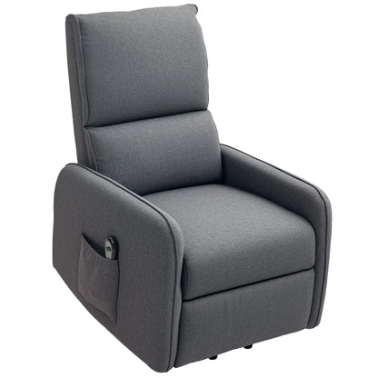 Electric Lift Recliner Chair with Remote Control and Fabric Pocket, Charcoal Grey