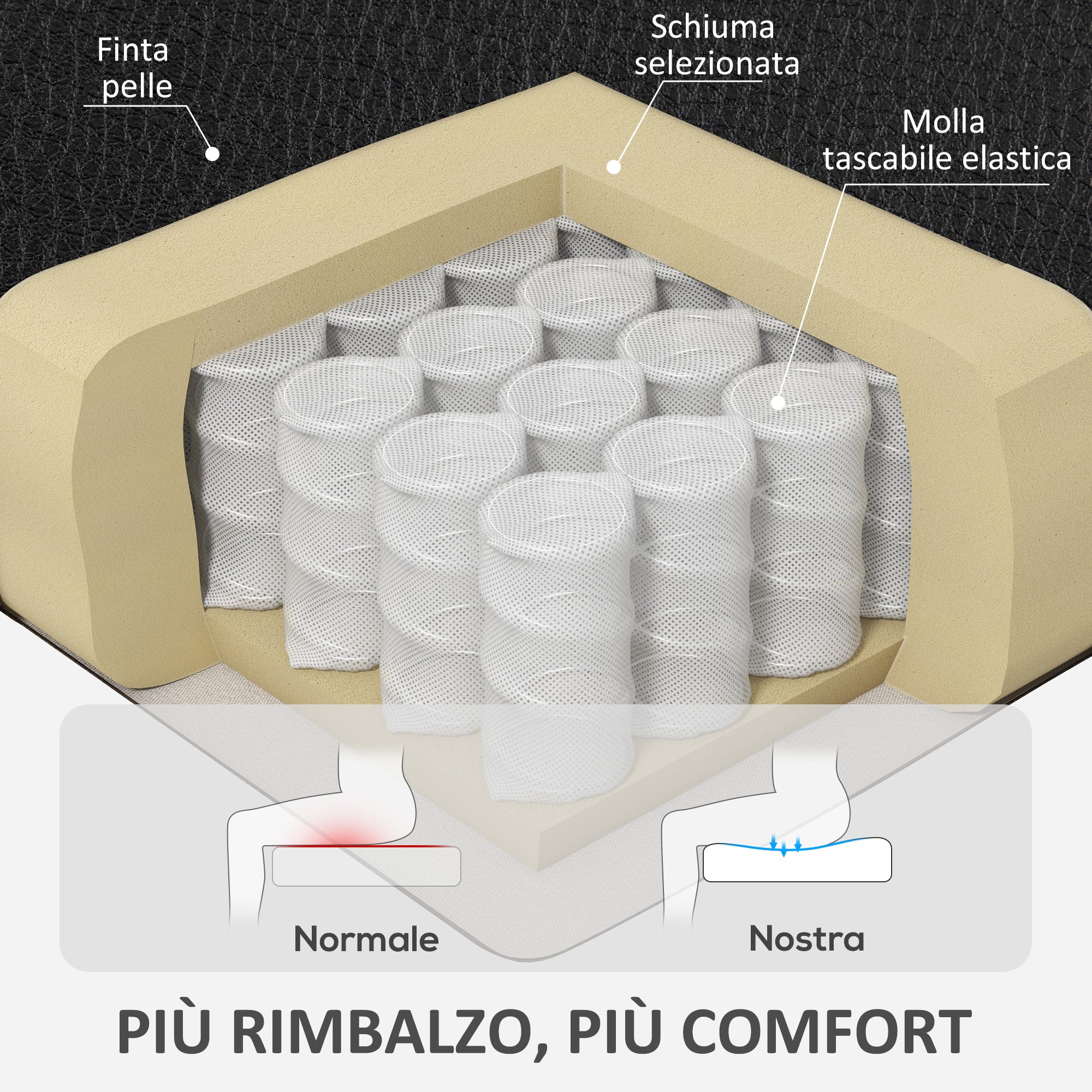 Reclining Office Chair with Pull-Out Footrest, PU Leather, 120 kg Capacity, Black