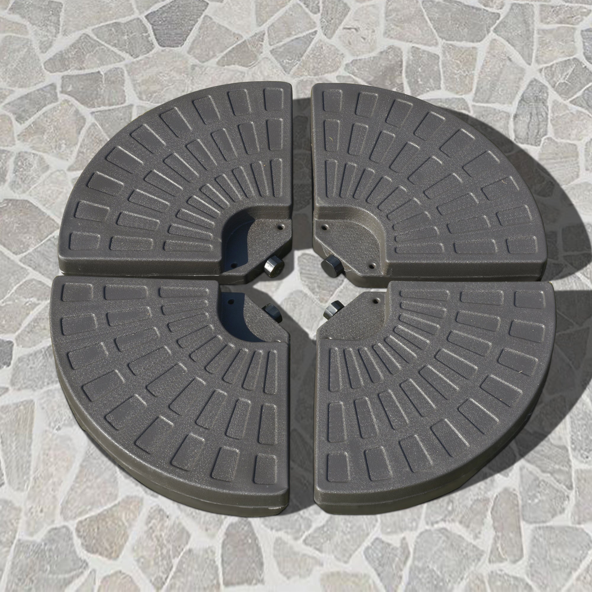 Decentralized Garden Umbrella Stand with Cross Base, Set of 4 HDPE Tiles 66x45x10cm