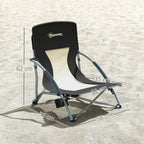 Outsunny Folding Beach Chair with Mesh Backrest and Cup Holder, Metal and Oxford Fabric, 58x55x62 cm, Black