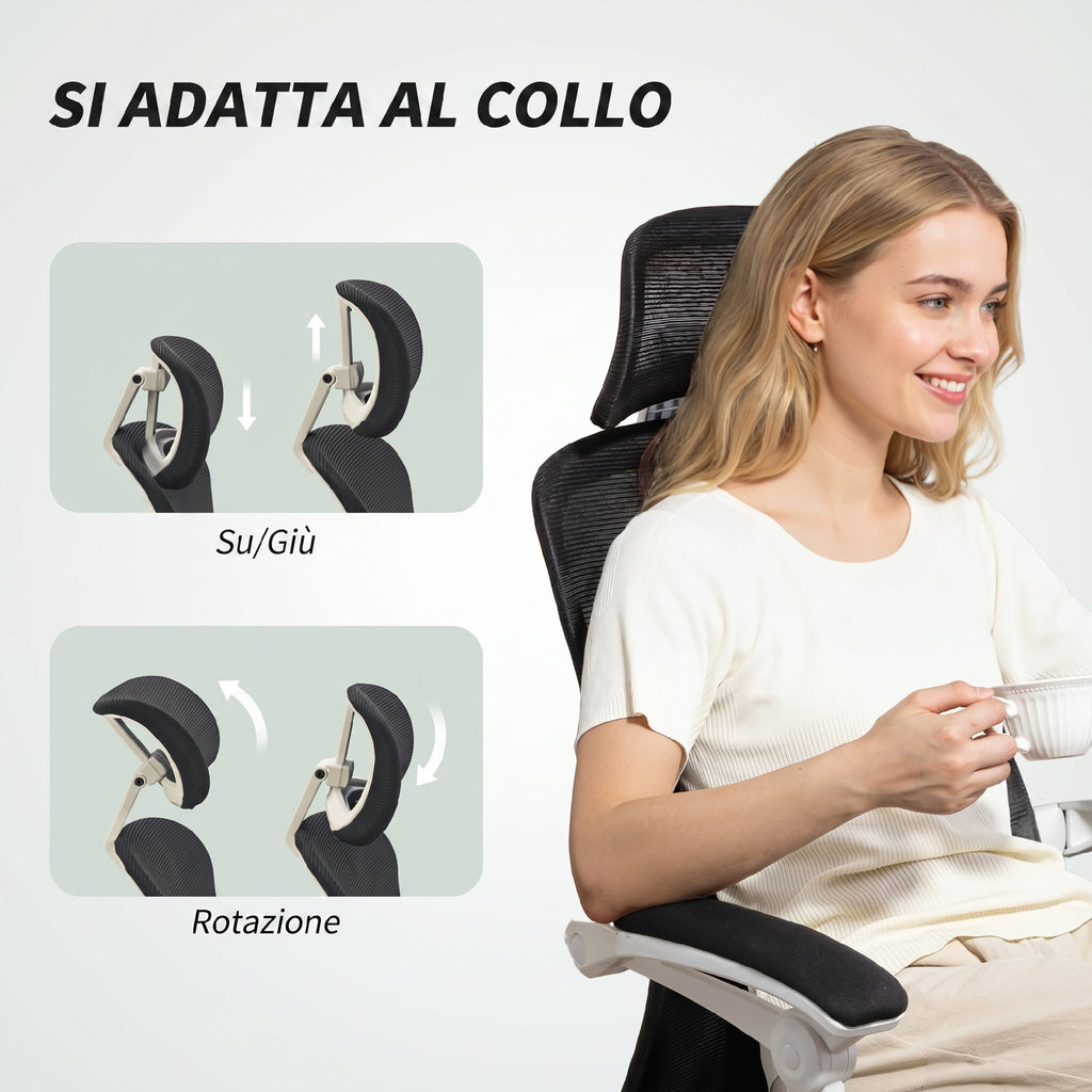 HOMCOM 135° Reclining Office Chair with Footrest, Lumbar Support, Headrest, Height-Adjustable, Mesh, Black