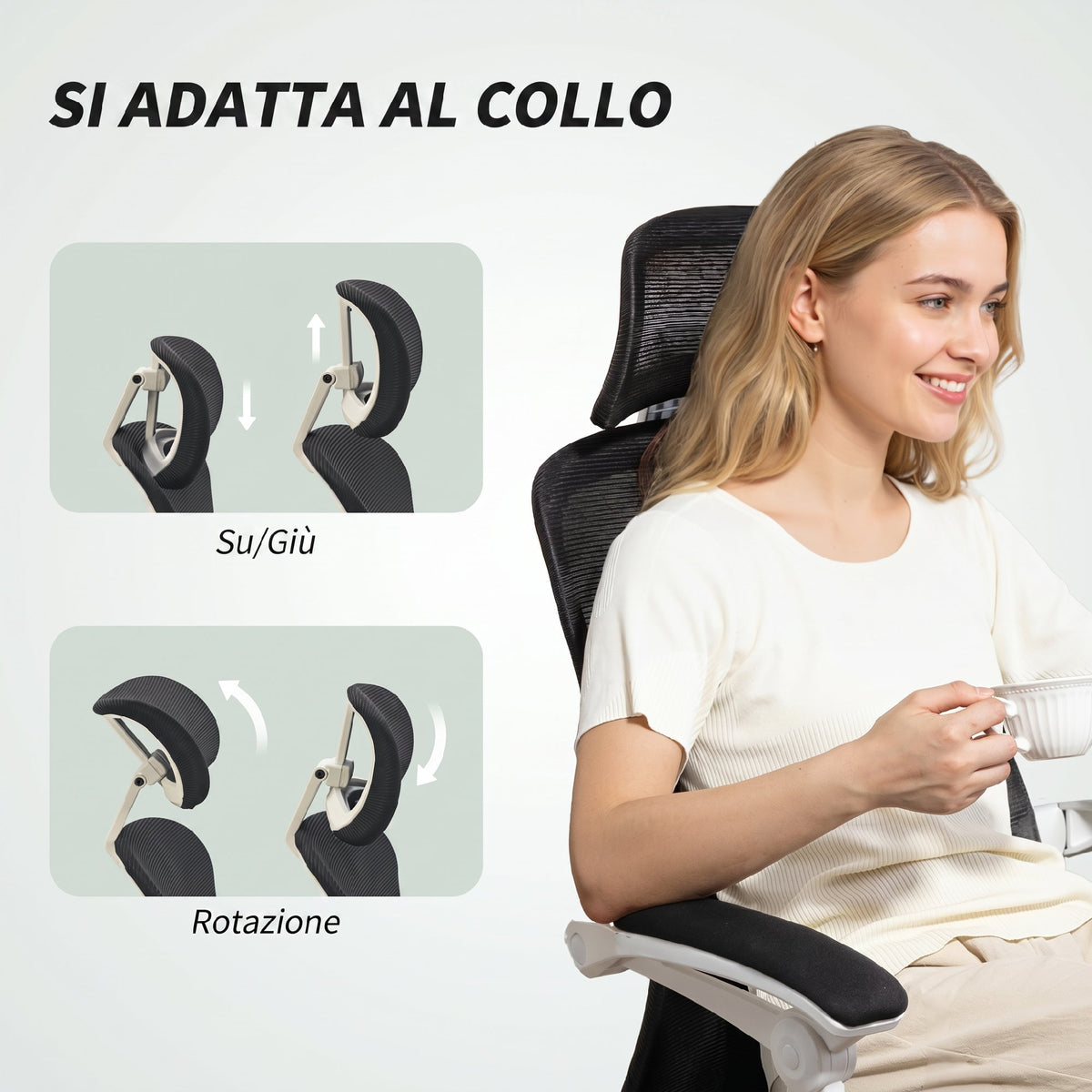 HOMCOM 135° Reclining Office Chair with Footrest, Lumbar Support, Headrest, Height-Adjustable, Mesh, Black
