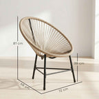 Outsunny Set of 2 Acapulco Chairs in PE Rattan with Triangular Steel Structure, 72x68x81 cm, Wood Color