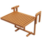 Folding and Adjustable Balcony Railing Table in Wood, Teak Colour - Borgè