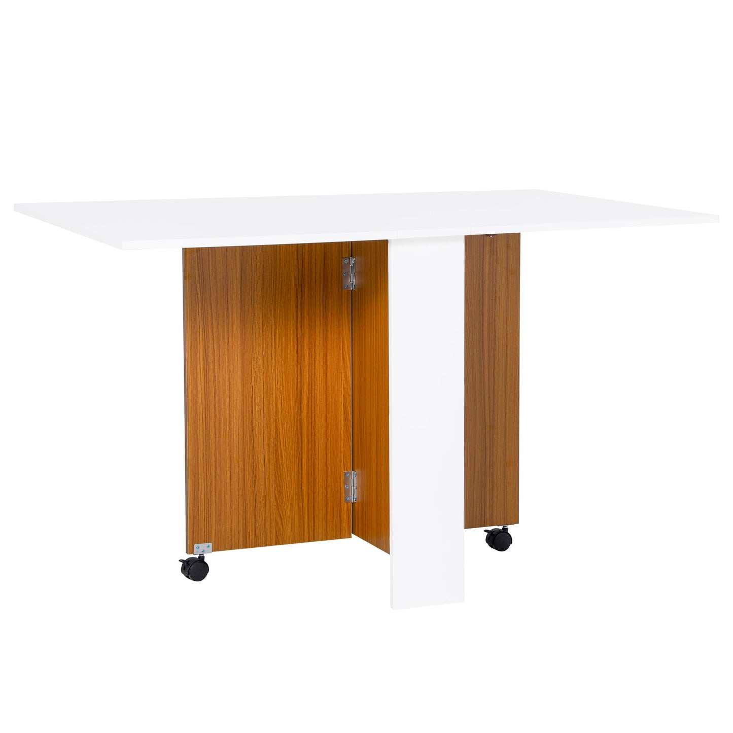 Extendable Dining Table, Modern Design, Space-Saving Folding Table with Wheels 120 × 80 × 73cm