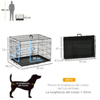 Pet Cage, Foldable Steel Double-Opening Dog and Cat Carrier, 76x46x52cm, Black