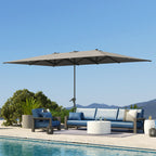 Double Garden Umbrella 4.5x2.6 m, Crank Opening and 12 Ribs, Gray