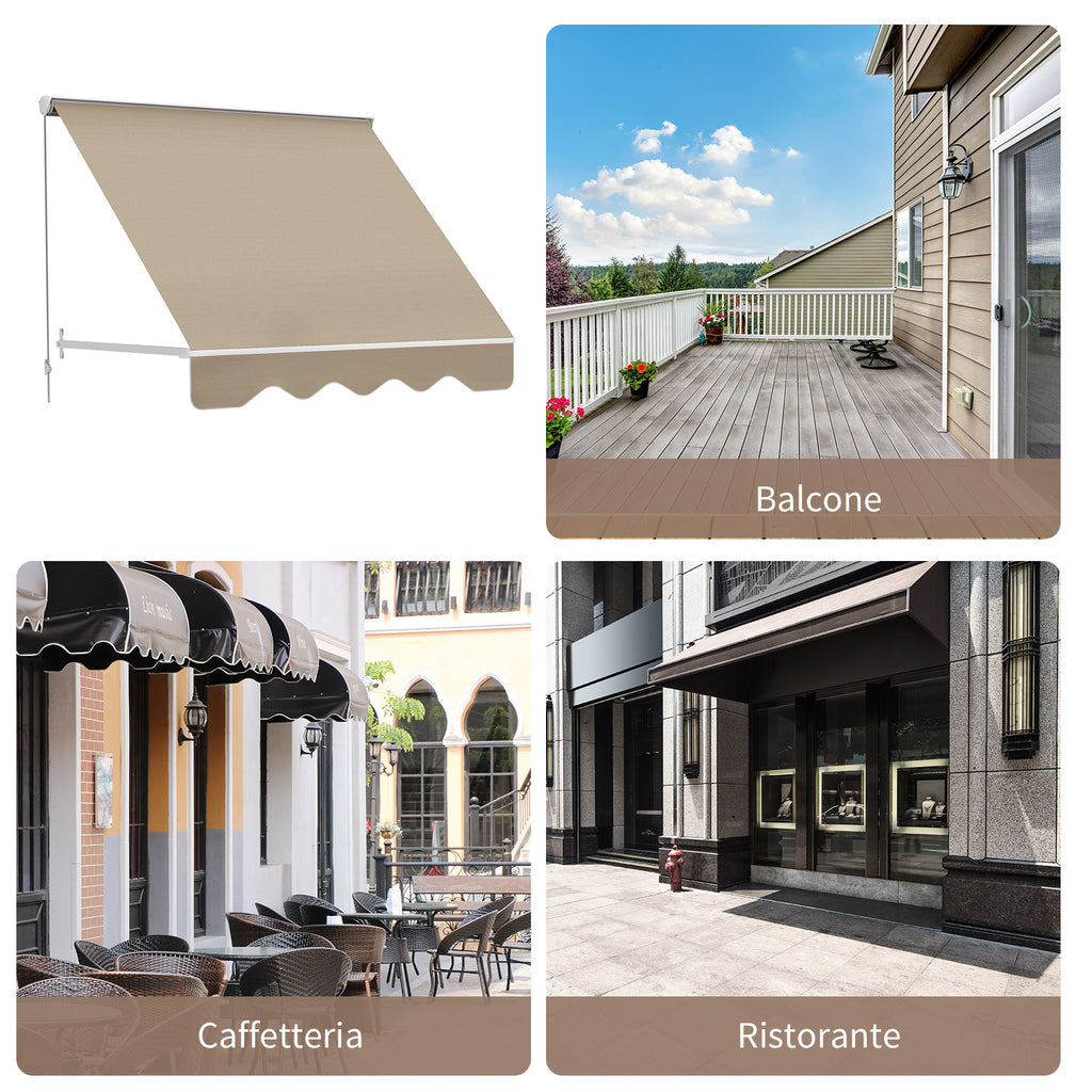 180x70cm Drop-Down Awning with Roller Blind and Adjustable Angle 0-120°, Beige