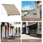 180x70cm Drop-Down Awning with Roller Blind and Adjustable Angle 0-120°, Beige