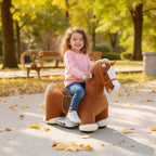 AIYAPLAY Electric Horse for Children with Pedals, Wheels and Sounds, Plush and Metal, 74x34x51 cm, Brown