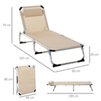 Outsunny Folding Deck Chair with Adjustable Headrest and Backrest in Aluminum, 60x165x76 cm, Beige