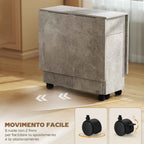 HOMCOM Folding Dining Table on Wheels with 2 Drawers, 2 Doors and Cabinet, Wooden, 140x76x74 cm, Cement Grey