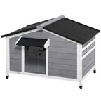 Wooden Dog House with Raised Design, Protective Tent and 2 Windows, 109x79x72 cm - Borge' Group Limited