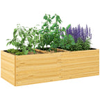 Outdoor Planter in Fir Wood Divided into 3 Areas with Non-Woven Fabric Layer, 140x60x40 cm
