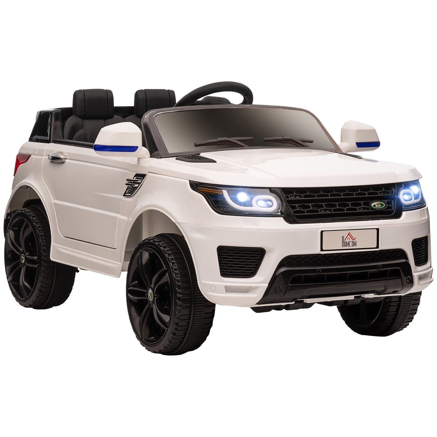 Electric Ride-On Car for Children 3-6 Years with Remote Control, LED Lights and Horn, in PP and Metal, 110x68x52 cm, White