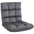 HOMCOM Velvet Floor Chair with 180° Reclining Backrest and Thick Padding, 55x71x53.5cm, Dark Grey