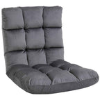 HOMCOM Velvet Floor Chair with 180° Reclining Backrest and Thick Padding, 55x71x53.5cm, Dark Grey